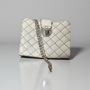 Elegant White Quilted Clutch with Chain